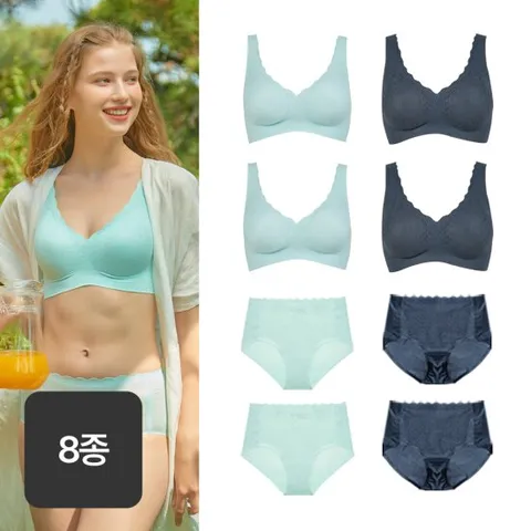 [ 8종찬스]앤왁스 꿈의브라 레이스 에디션 컬러(브라4+팬티4)