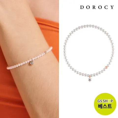[도로시]14k 루시 모이사나이트 스와진주 비드 팔찌_6프롱