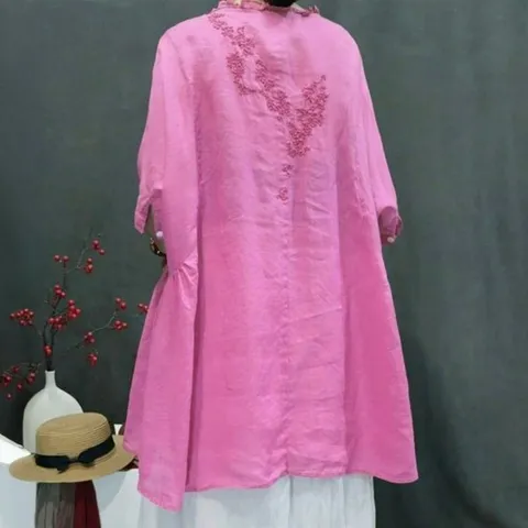 [디얼마미] 자수 롱 린넨 블라우스/미시옷 빅사이즈 엄마옷 중년