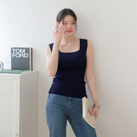 [르포엠]메리앤 스퀘어넥 니트탑 1종