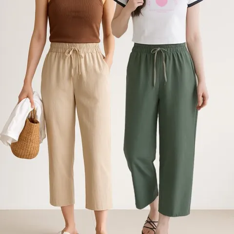 모든GO 여성 쿨링 인견 8부팬츠 여름바지 인견 일자핏 긴바지