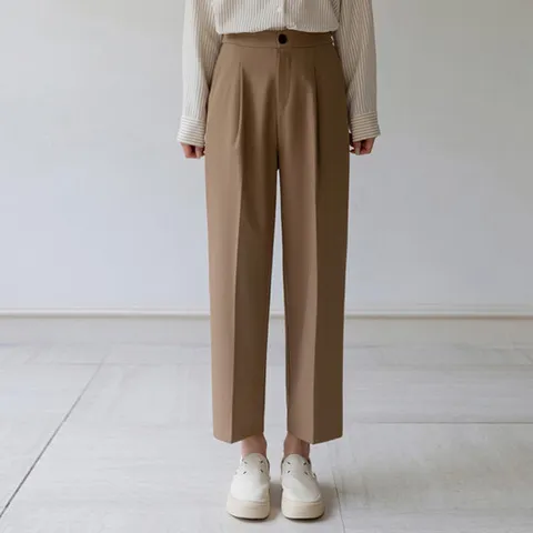 [시크폭스] [구김제로]켄치 핀턱 세미 일자 슬랙스