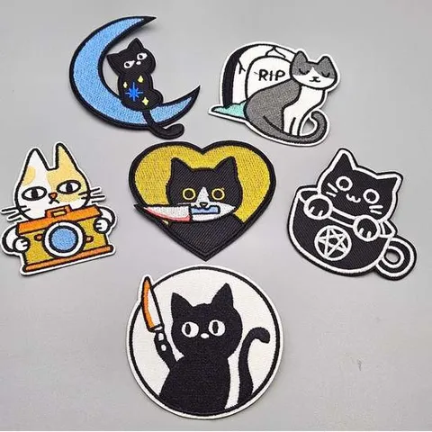 고양이 열접착 와펜 페치 6종(D/E/F 타입) 자수와펜 빈티지와펜 와펜패치 와펜자수패치 열접착와펜 가방와펜 와펜파는곳 와펜 자수패치 캐릭터와펜