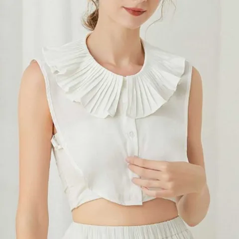 여성 승마 스타일 가짜 블라우스 플리츠 목 카라 이너페이크옷 페이크카라 카라이너넥케이프 레이어드이너셔츠 레이어드셔츠