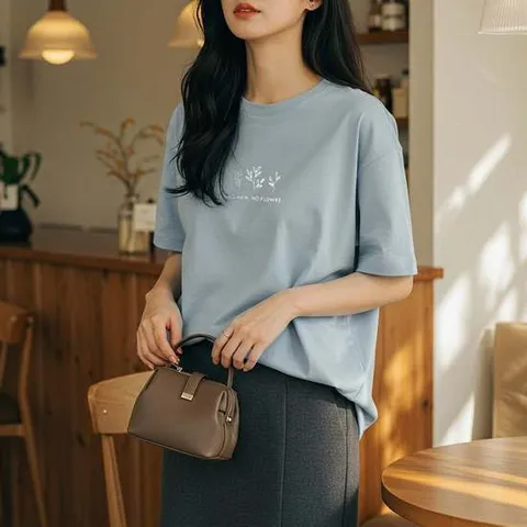여성 프린팅 반팔 루즈핏 여름 상의 자켓 이너 티셔츠 여성반팔티