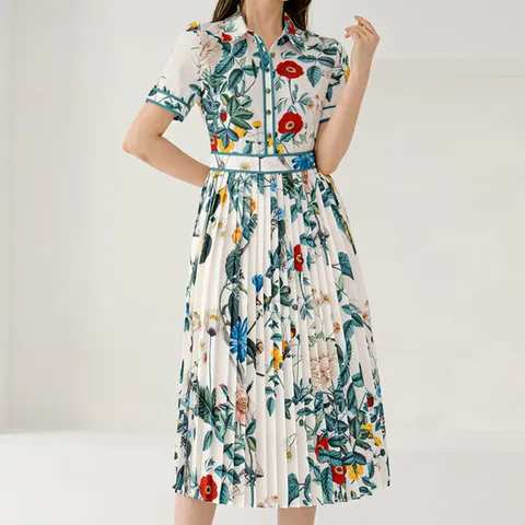 [로즈미] 이플가든 플리츠 실크 원피스