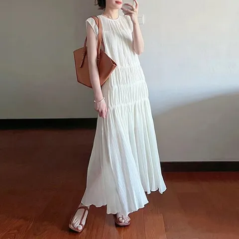 [아리엘스타일]시원한 캡소매 휴양지패션 유델리여름원피스