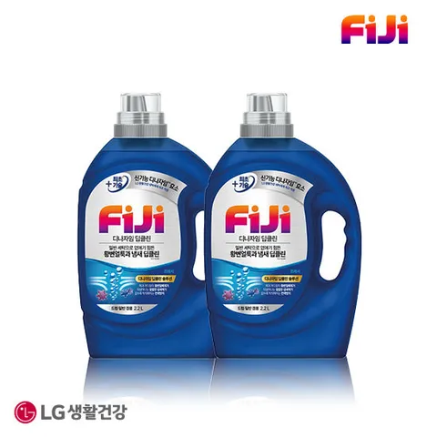 황변얼룩 제거]피지 디나자임 딥클린 실내건조 프리미엄 액체세제 프레시 용기 2.2L x 2개 일반드럼 겸용