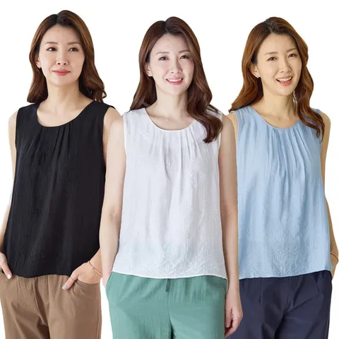 여성 시원한 인견 링클 나시 블라우스