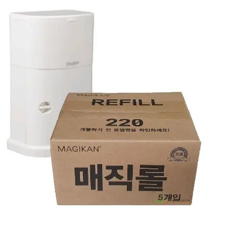 리빙 매직 캔 리필봉투(220R) 9리터용 (8m x 5롤) 매직캔 매직캔비닐 분리수거비닐 쓰레기비닐 쓰레기통비