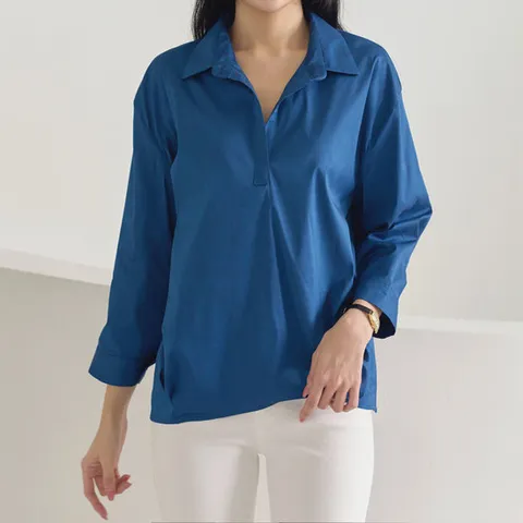 [로즈미] [55~88] 벨리드 오픈카라 셔츠