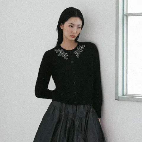 르네크루 25FW 알파카 크리스탈 가디건