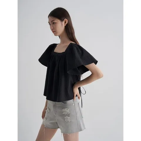 (325765LY15) [에잇세컨즈] 텍스처 반소매 블라우스  블랙