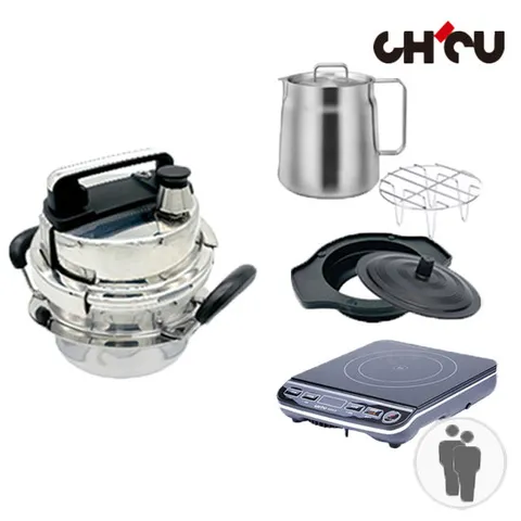 치치쿠쿠 IH 인덕션&가스 1~2인 원터치 압력솥 [A_2세트] / 1.2L 소형 미니 가정용 스텐 솥밥 돌솥