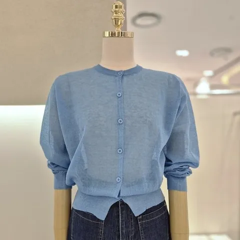 [ AK백화점 ][AB.F.Z] 시스루 라운드 긴팔 가디건 (KSZ3ZY31I)