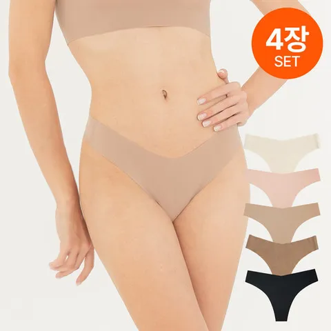 (톤온톤 데일리 티팬티) 편안한 심리스 무봉제 T팬티 레깅스 속옷 노라인 누디 바디프로필 언더웨어 리플러츠