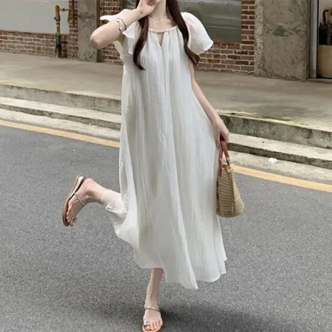 [아리엘스타일]여리핏 화이트원피스 내추럴룩 아이글여름원피스