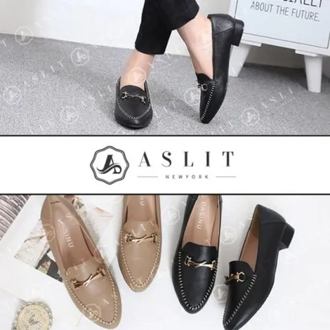 [애슬릿] 여성 체인 스틸레토 로퍼