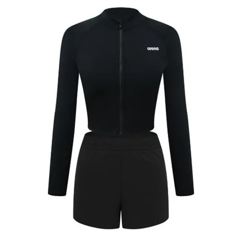 [ 롯데백화점 ][아레나] 이니셜 여성 레저 크롭 집업 레쉬가드 세트 A4BL1PS03BLK