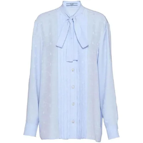 25 FW 프라다 자카드 크레이프 드 신 블라우스 P466GS23113BD TP440966692