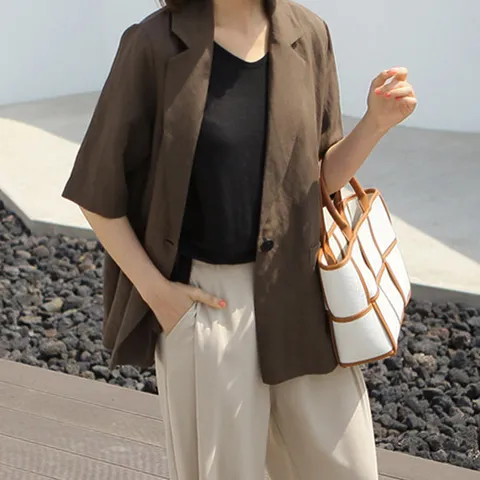 [주줌] (made)린넨+레이온 테일러드자켓