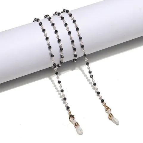 마스크 고급 마스크스트랩 블랙 가방걸이 진주 혼합 크리스탈