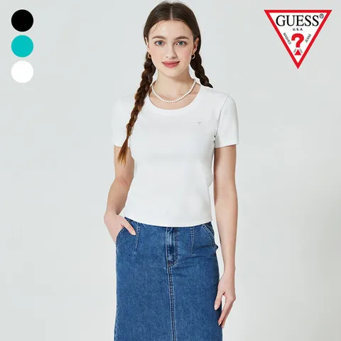 [ 롯데백화점 ][게스(진)]여성 쁘띠삼각 반팔티 OO2K2474