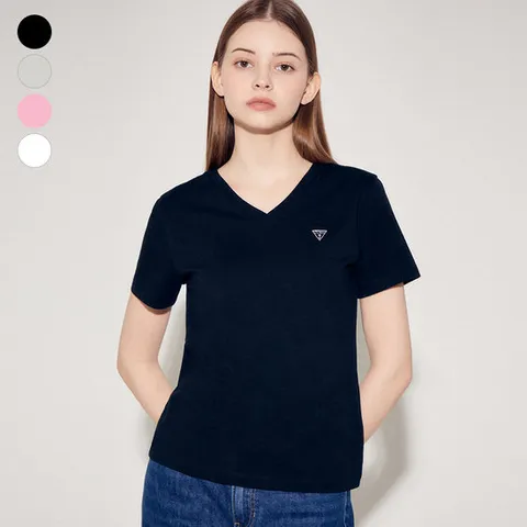 [ 롯데백화점 ][게스(진)]여성 미니삼각 브이넥 반팔티셔츠 YP2K9431