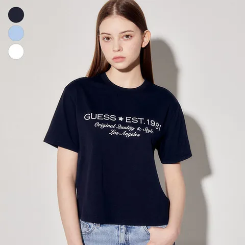 [ 롯데백화점 ][게스(진)]남여공용 세미오버 에어로쿨 레터링 반팔티셔츠 MP2K9491