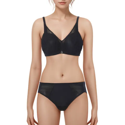 [ 롯데백화점 ]비비안 BR1934ABP1934P NAVY 인견 노와이어 푸쉬업 브라 햄팬티세트