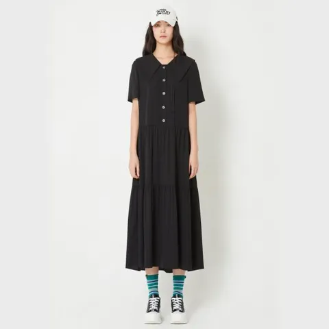 [ 롯데백화점 ][럭키슈에뜨]셔링 반소매 롱원피스 (LQDAW24500)