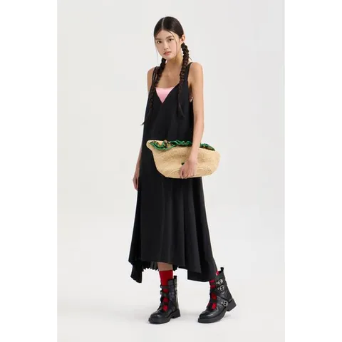 [ 롯데백화점 ][럭키슈에뜨]레터링 포인트 롱 원피스 LQDAW25100BKX