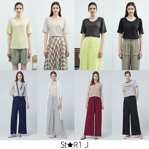 스타일제이 25SS 프렌치 린넨 티블라우스 4종+플리츠 팬츠 4종 총 8종