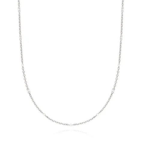 [ 롯데백화점 ][티르리르]에폭 실버 오닉스 화이트  목걸이 TNSSVW4128-W