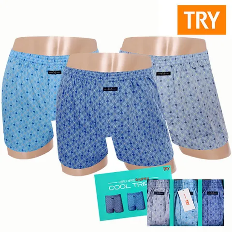 [TRY] 쿨트리플 죽섬유박서 J03 남성 트렁크 사각 팬티 남자팬티 3매입