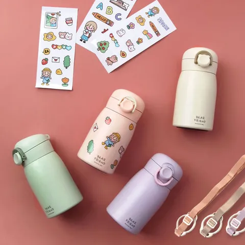 카밀리아 어린이 휴대용 보온 보냉 텀블러 물병 260ml (스티커+스트랩 증정)