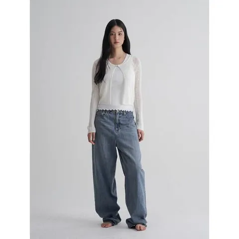 (11575ALY21) [에잇세컨즈] 오픈워크 긴소매 카디건  화이트