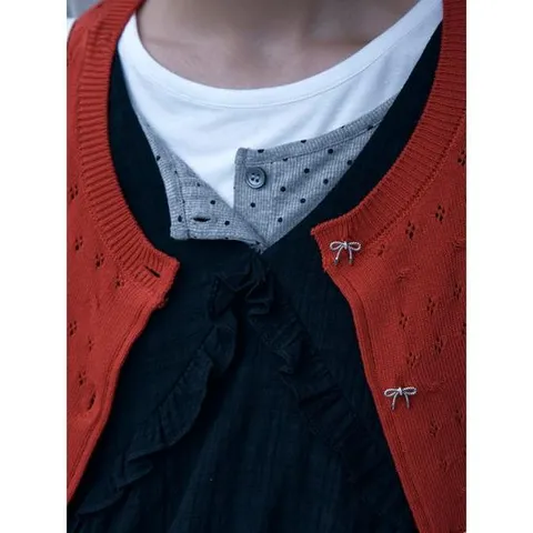 (12575AMQ66) [에잇세컨즈] 리본 펀칭 카디건  레드