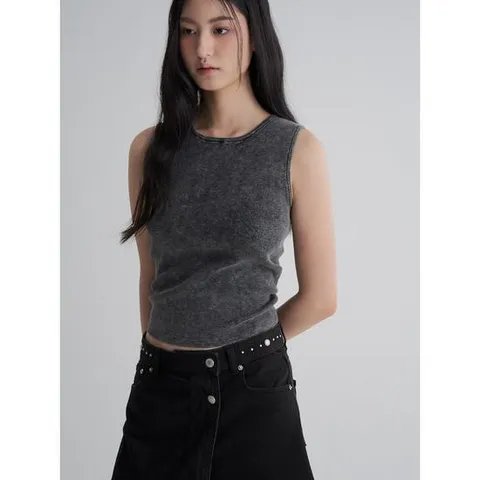 (165751LY24) [에잇세컨즈] 데님 워싱 슬리브리스 풀오버  애쉬