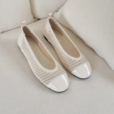 [옷자락]여성 유광 망사 앞코 여름 단화