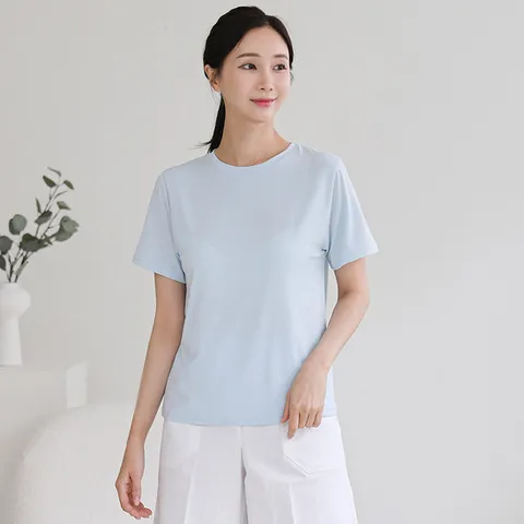 [드리다]여성 여름 쿨 냉감 냉장고 빅사이즈 라운드 반팔 티셔츠