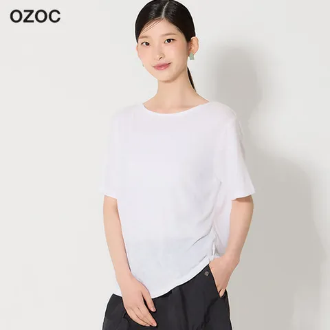 오조크 린넨 보트넥 티셔츠