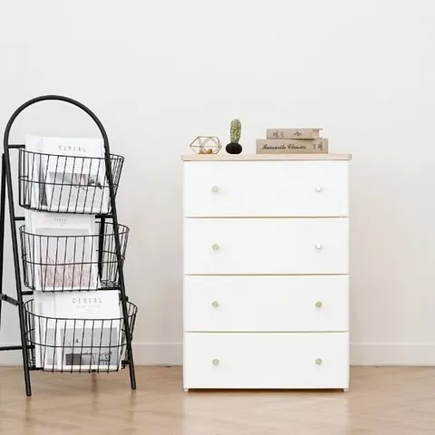 데이지 우드상판형 서랍장 4단 플라스틱 수납장 옷 수납 정리함