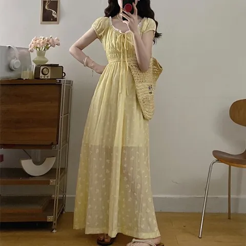 [아리엘스타일]시스루 여름원피스 여름휴가룩 드레플롱원피스