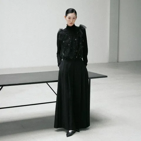 르네크루 25FW 울 플리츠 와이드팬츠