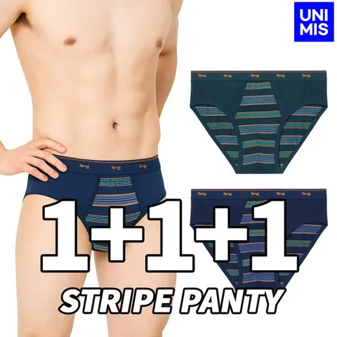 3장세트 유니미스 남성 순면 스트라이프 삼각팬티 국산 속옷