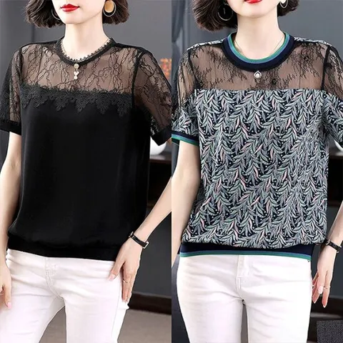 [루미루나]레이스시스루블라우스2종