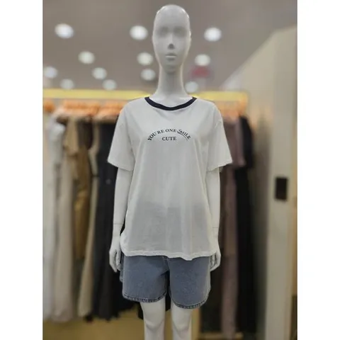 [플라스틱아일랜드]배색 레터링 티셔츠 PR7XB3T1_DJ