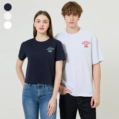 [ 롯데백화점 ][게스(진)]남여공용 변형 레터링 반팔티 MO2K9436