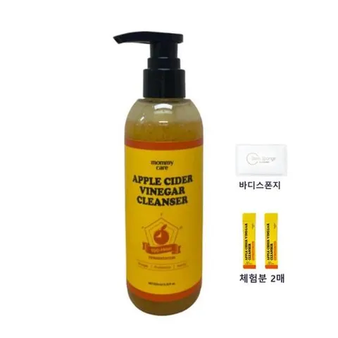 [마미케어]   애사비 클렌저 특대용량 200ml  1개 + 체험분 2매  + 바디스폰지 증정 _사과 토닝 광채